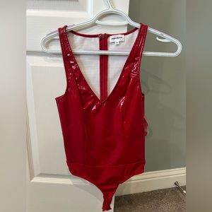 Superdown red latex bodysuit